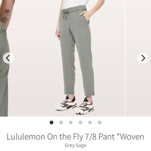 Lululemon On the Fly 7/8 Pant Woven 6 Grey Sage